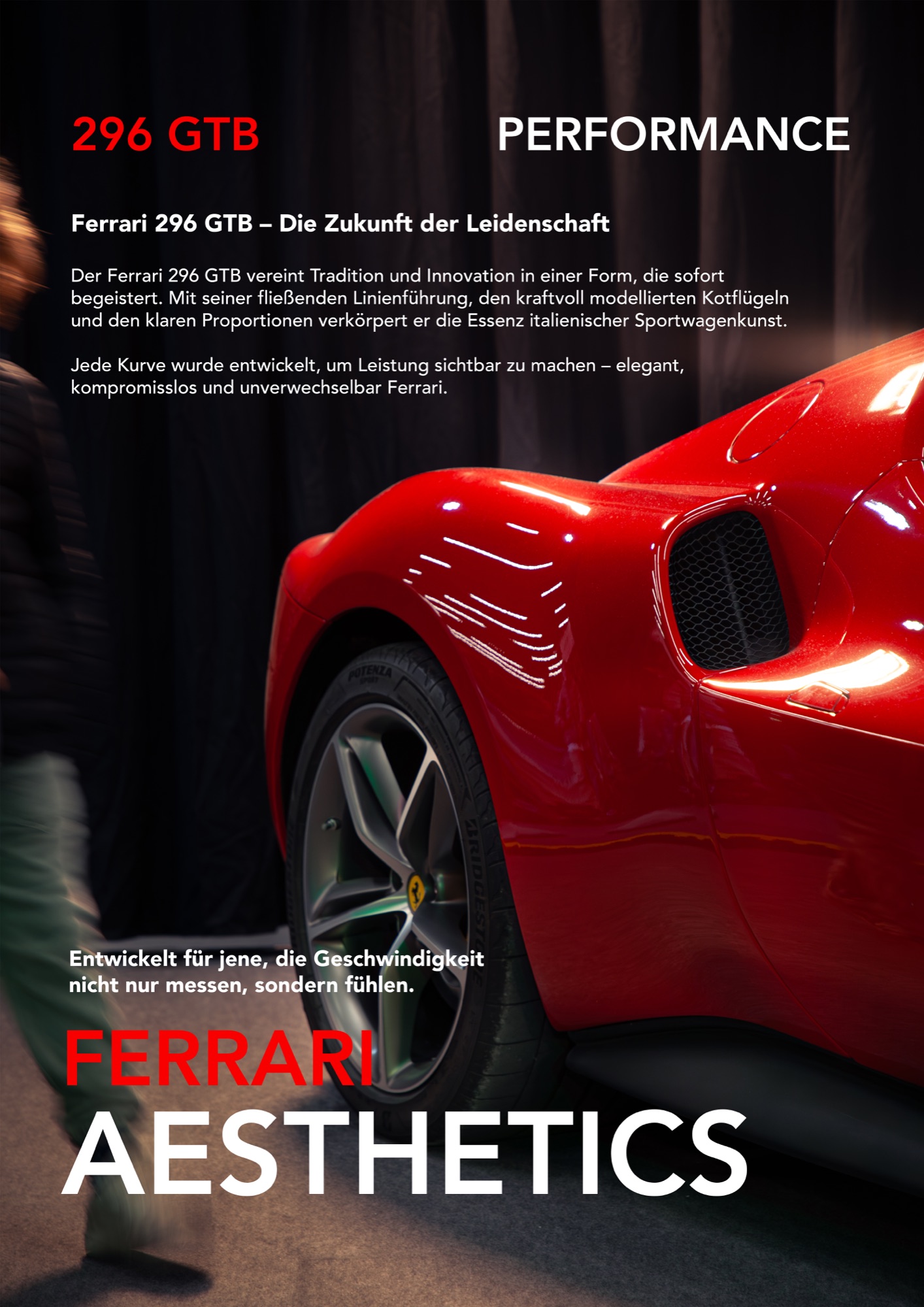 Poster „Ferrari Aesthetics“ für den Ferrari 296 GTB